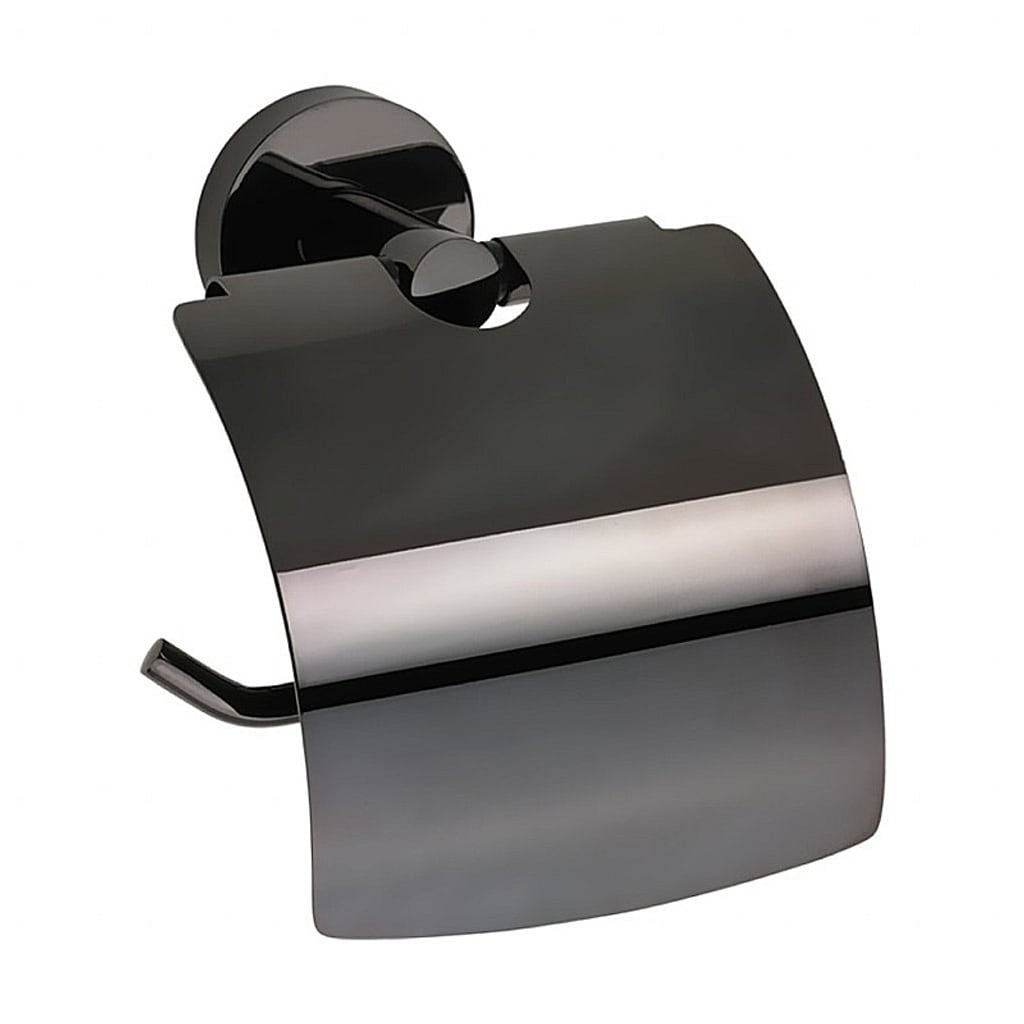 Brillantbad BEMATIT Papierrollenhalter mit Deckel Messing Metallic Grau poliert 140x155x80 mm f&uuml;r Bad & WC >> zum Bohren oder Kleben* - Bild 1