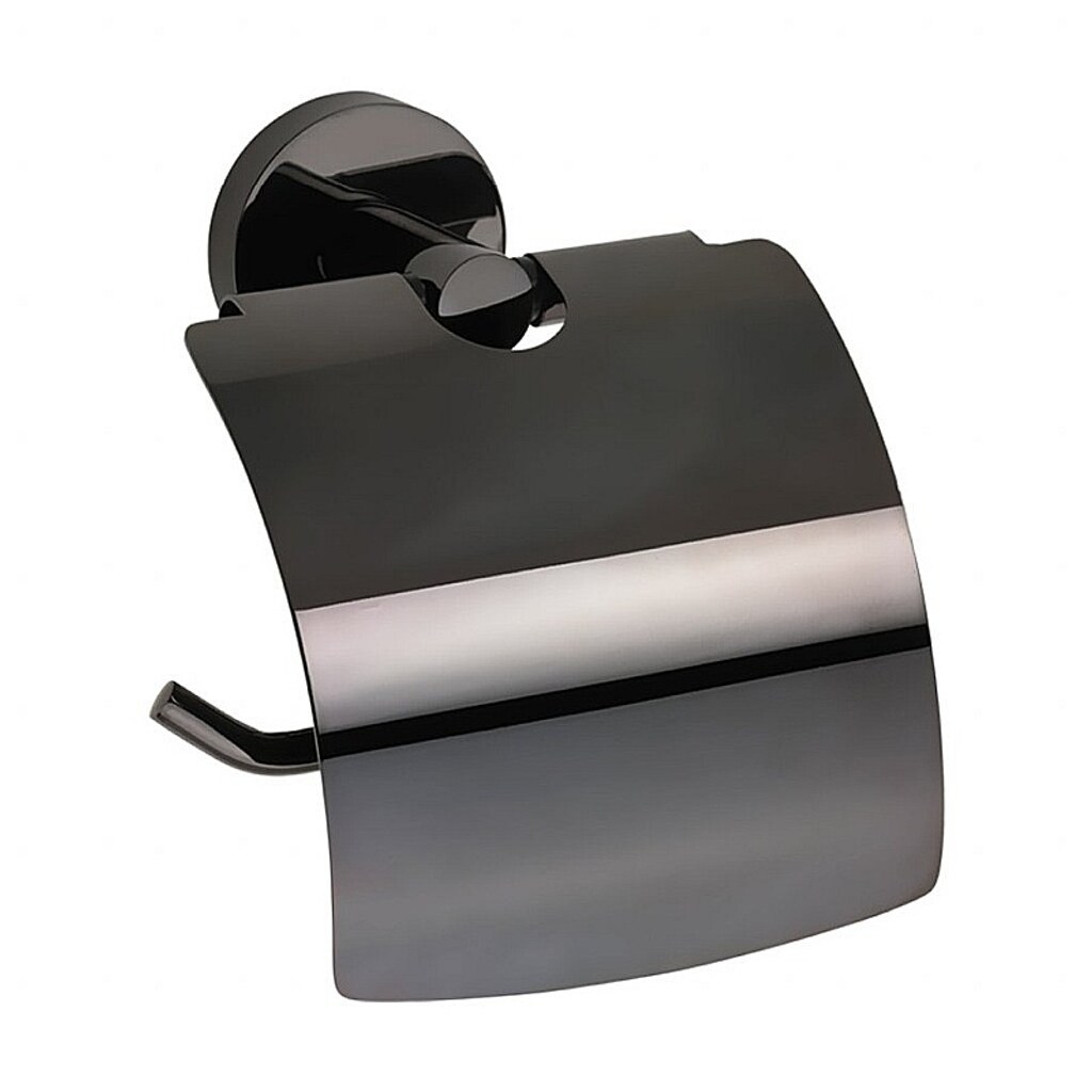 Brillantbad BEMATIT Papierrollenhalter mit Deckel Messing Metallic Grau poliert 140x155x80 mm für Bad & WC >> zum Bohren oder Kleben*