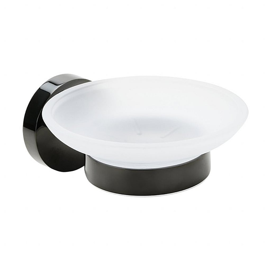 Brillantbad BEMATIT Seifenablage mit Glasschale Messing Metallic Grau poliert Milchglas 110x55x105 mm f&uuml;r Bad & K&uuml;che >> zum Bohren oder Kleben* - Bild 1