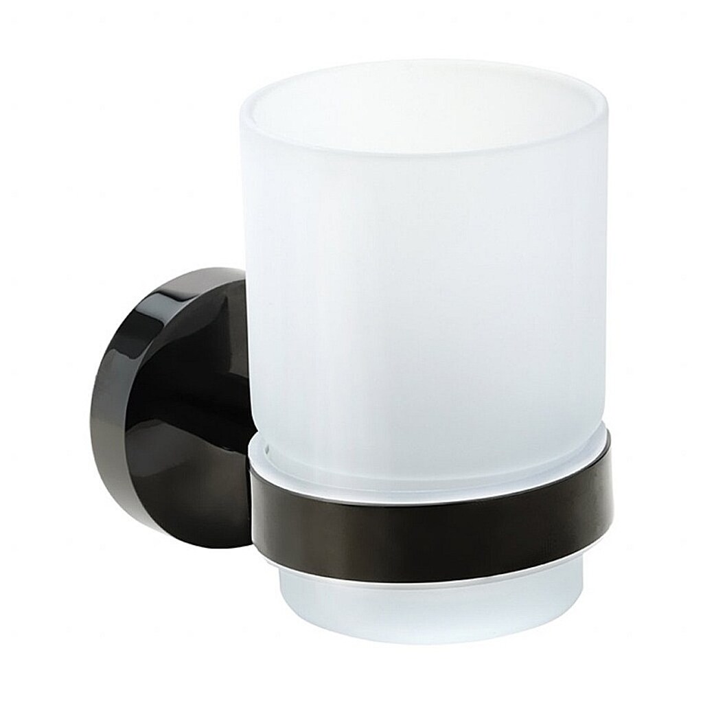 Brillantbad BEMATIT Glashalter mit Glas Messing Metallic Grau poliert Milchglas 70x95x105 mm für Bad & Küche >> zum Bohren oder Kleben*