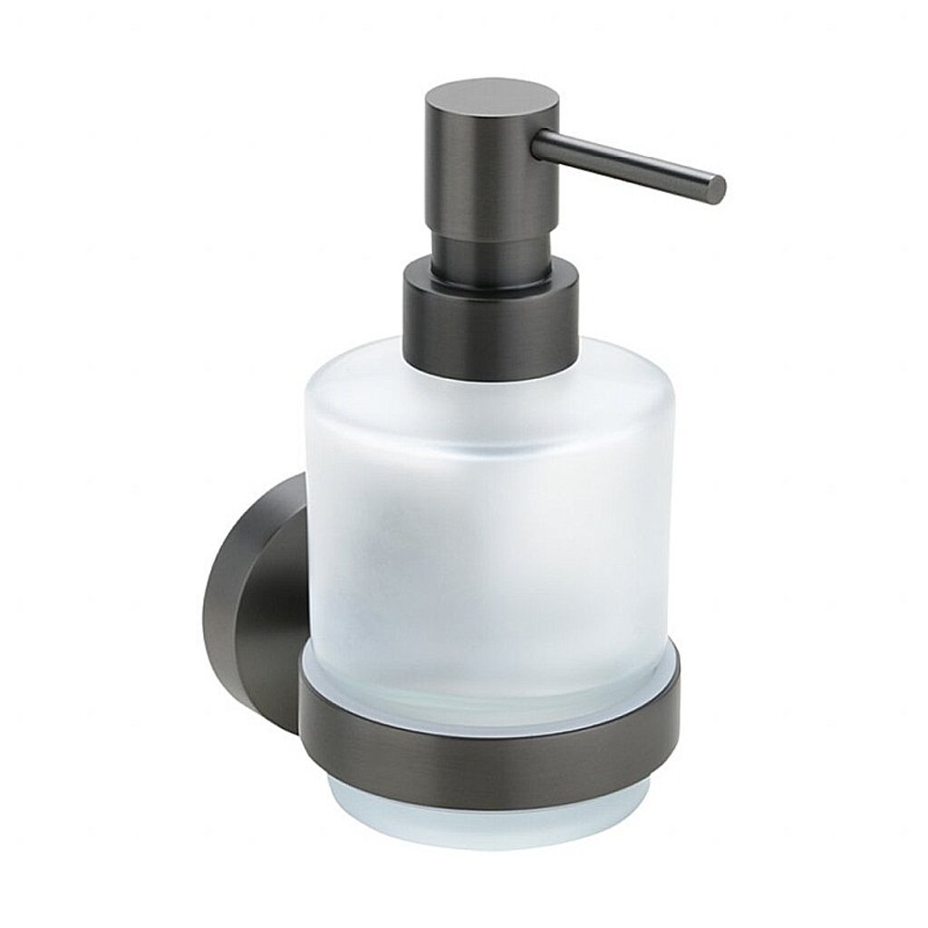 Brillantbad BAPHIT Seifenspender MINI Messing Metallic Grau matt Milchglas 75x145x100 mm, 200 ml f&uuml;r Bad & K&uuml;che >> zum Bohren oder Kleben* - Bild 1