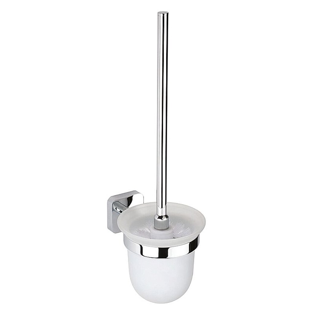Brillantbad BASI WC-Bürstengarnitur mit Glasbehälter Messing Glas Chrom poliert 110x370x145 mm für Bad & WC >> zum Bohren | 04250657519509