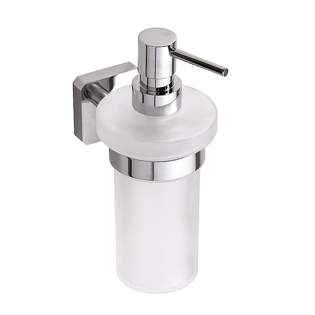Brillantbad BASI Glasseifenspender Messing Glas Chrom poliert 82x192x130 mm, 230 ml für Bad & Küche >> zum Bohren