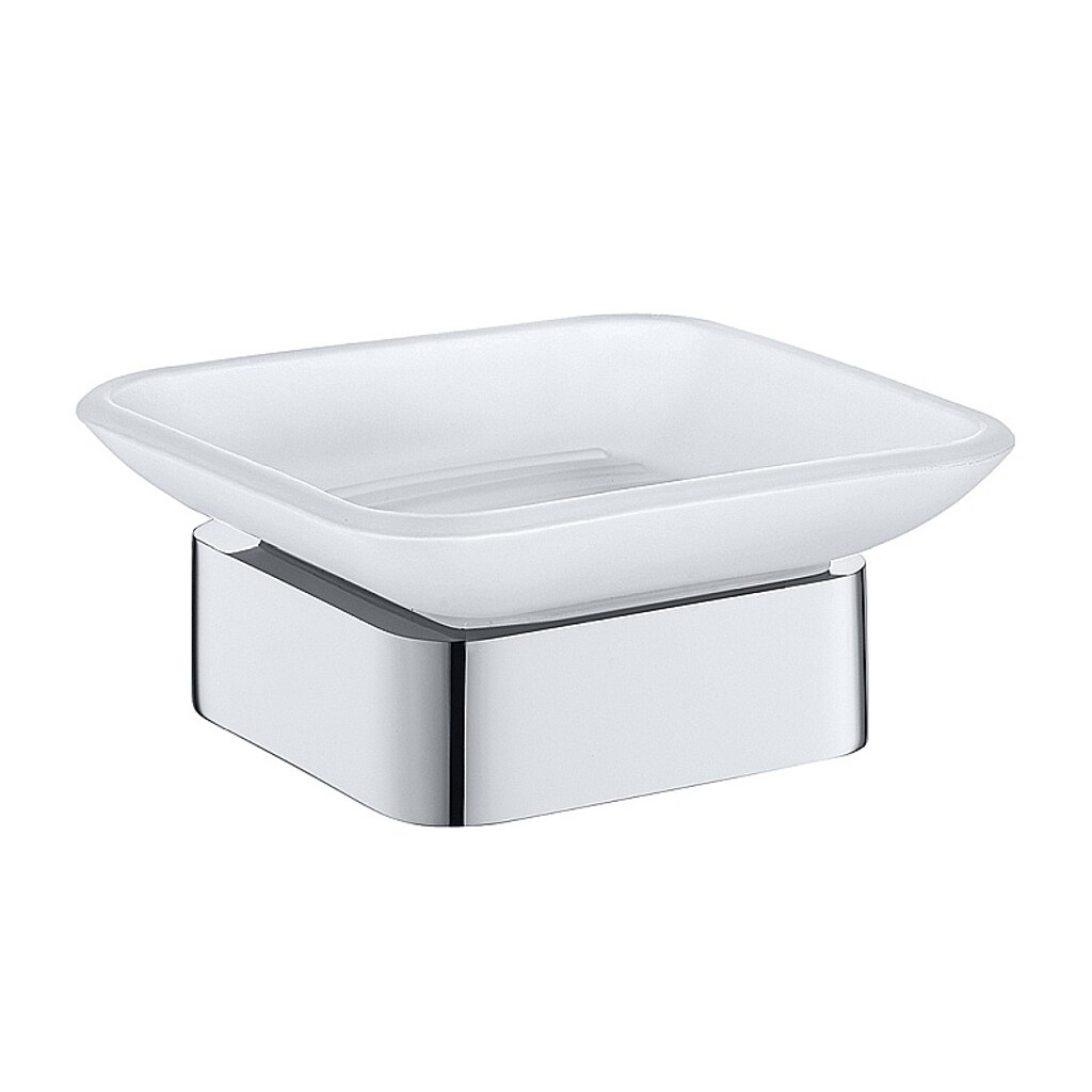 Brillantbad BOLO Seifenablage mit Glasschale Messing Glas Chrom poliert 104x45x93 mm f&uuml;r Bad & K&uuml;che >> zum Bohren - Bild 1