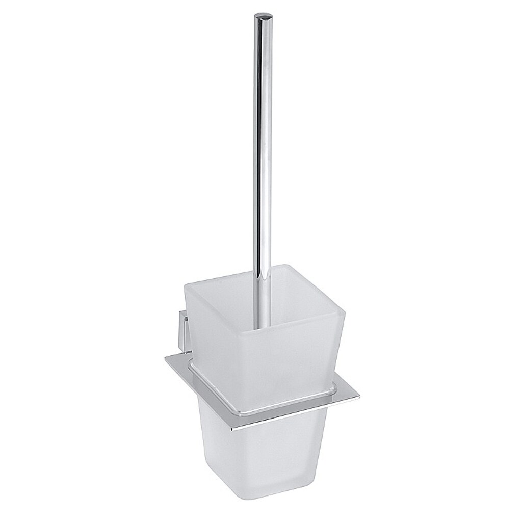 Brillantbad BASA WC-Bürstengarnitur mit Glasbehälter Messing Milchglas Chrom 112x360x150 mm für Bad & WC >> zum Bohren | 04250657520000