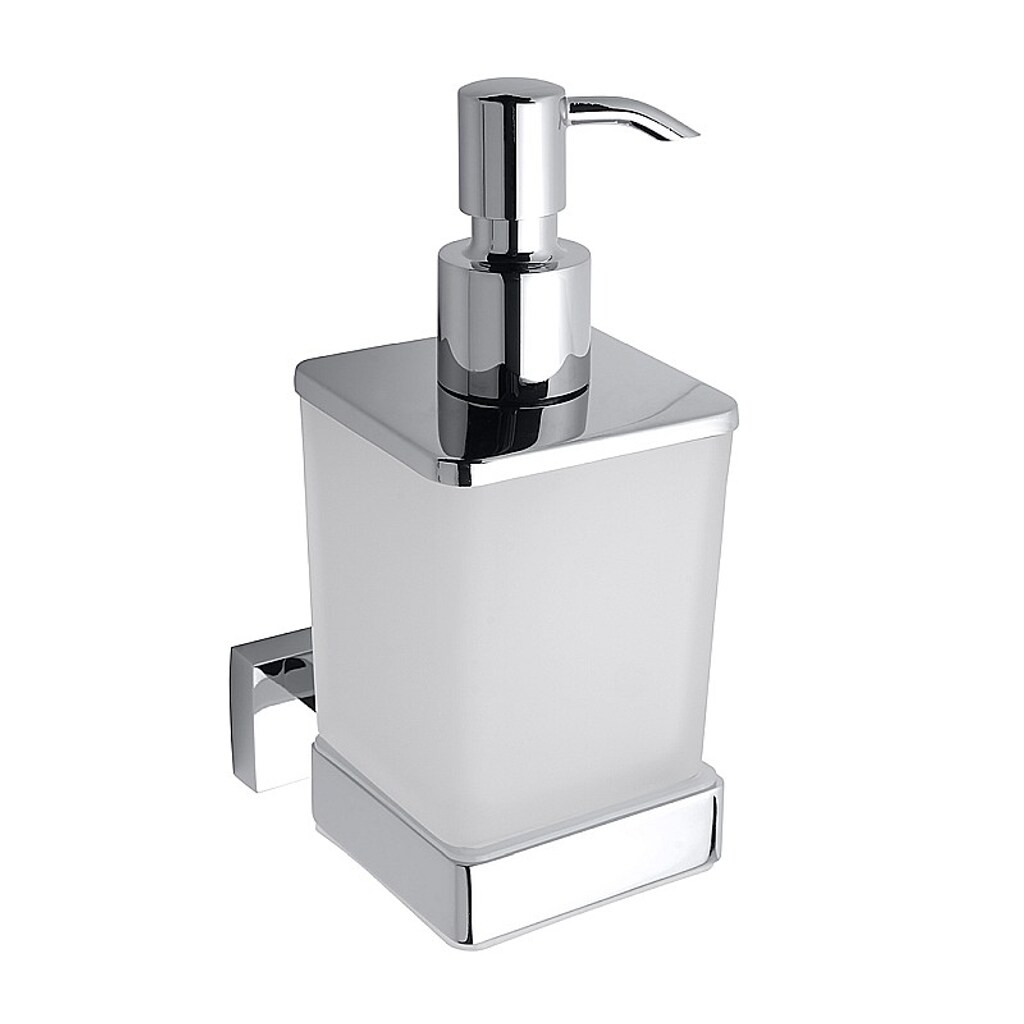 Brillantbad BASA Seifenspender Messing Milchglas Chrom 60x165x95 mm, 200 ml für Bad & Küche >> zum Bohren