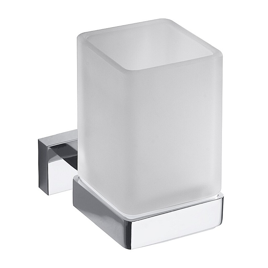 Brillantbad BASA Glashalter mit Glas Messing Milchglas Chrom 60x100x95 mm f&uuml;r Bad & WC >> zum Bohren - Bild 1