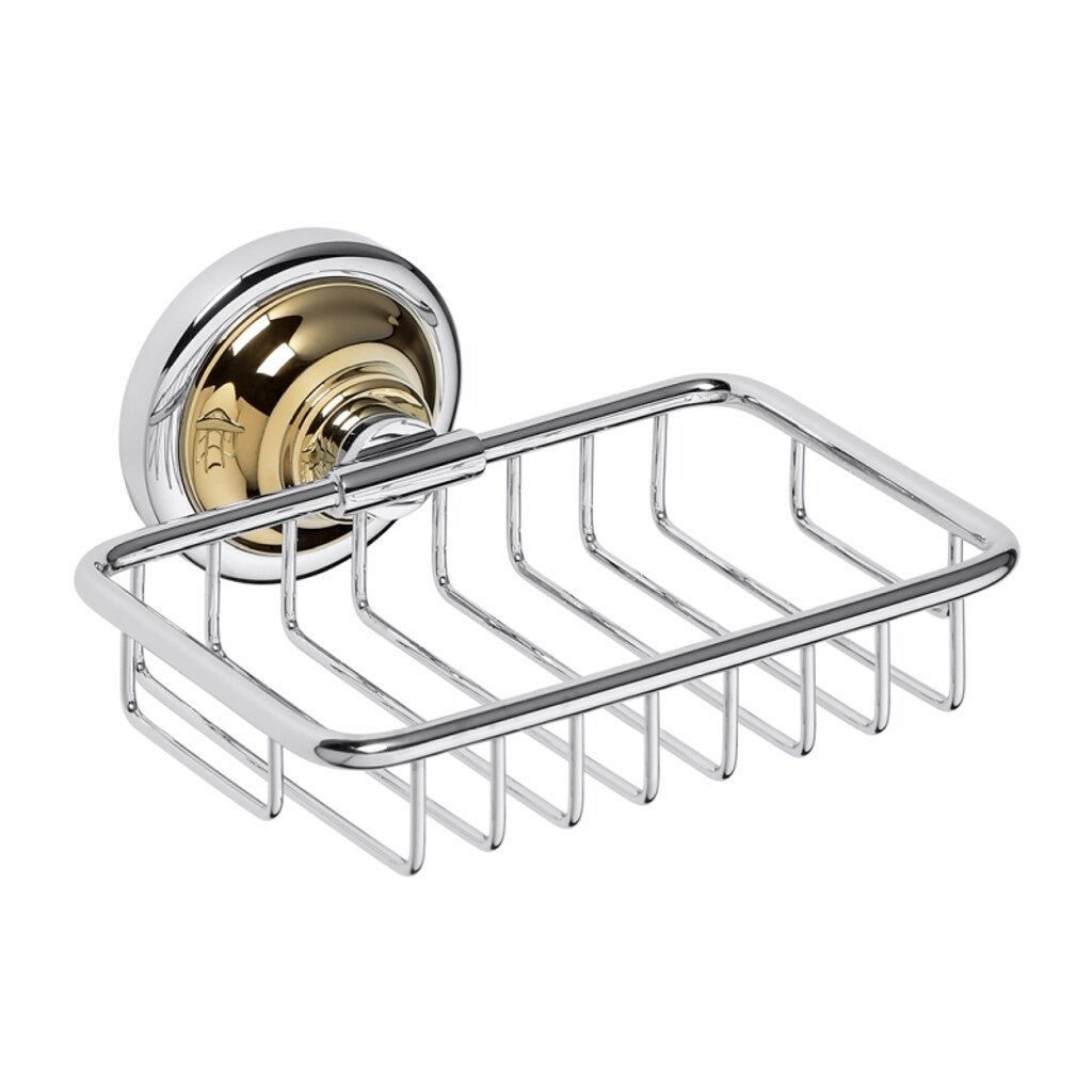 Brillantbad BETRO GOLD Seifenhalter Messing Gold Chrom 140x65x142 mm für Bad & Küche >> zum Bohren