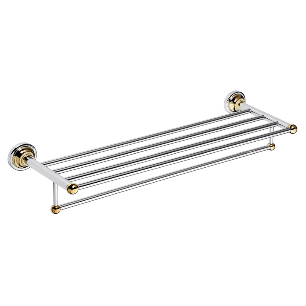 Brillantbad BETRO GOLD Handtuchablage Messing Gold Chrom 665x120x225 mm für Bad & WC >> zum Bohren