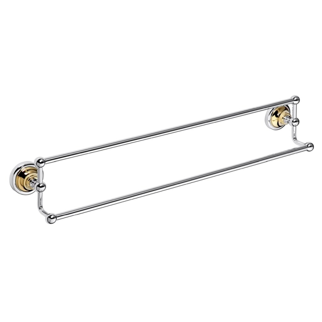Brillantbad BETRO GOLD Doppelhandtuchhalter Messing Gold Chrom 660x125x115 mm für Bad & WC >> zum Bohren