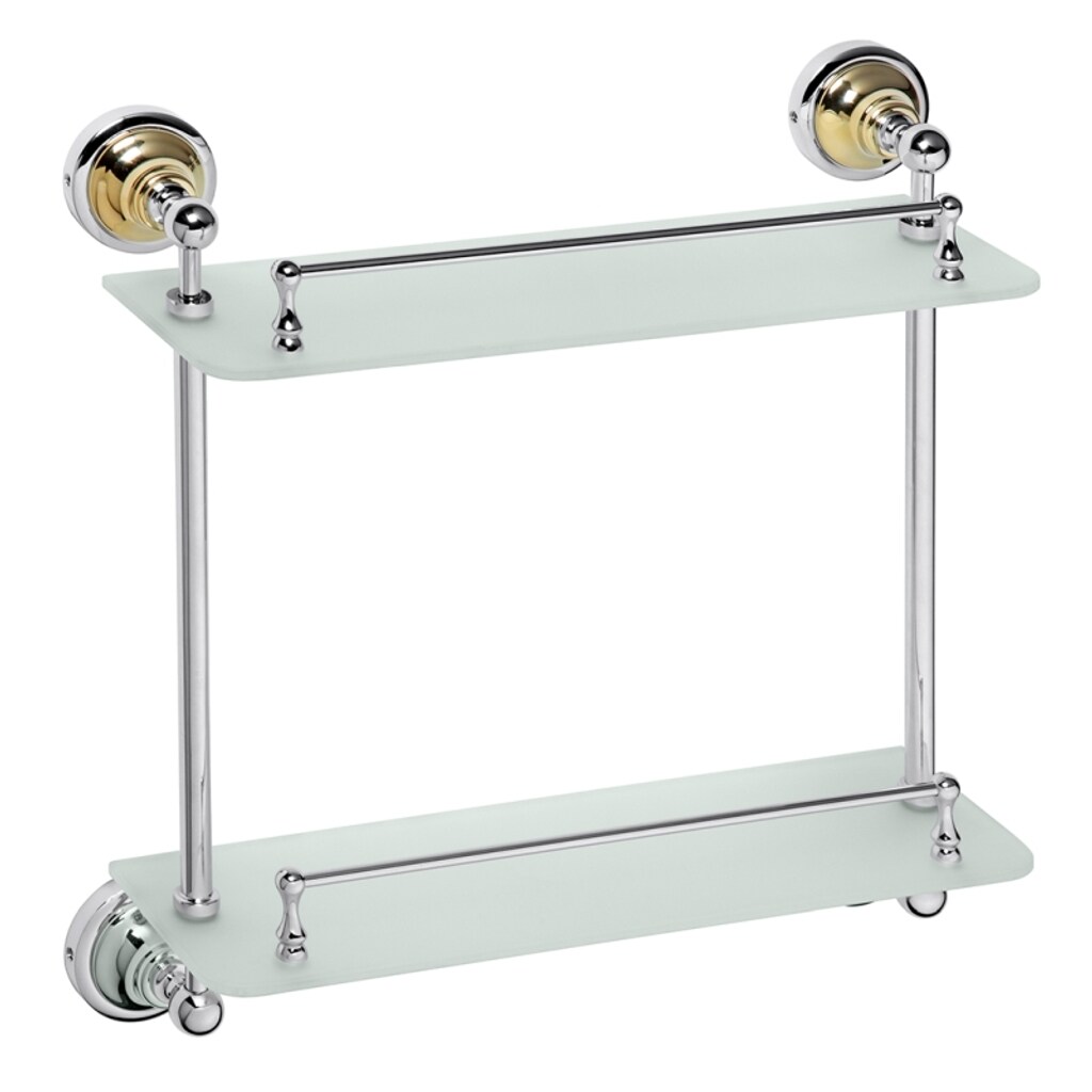 Brillantbad BETRO GOLD Glasablage mit 2 Ablageflächen Messing Gold Chrom Glas 400x420x120 mm für Bad & WC >> zum Bohren