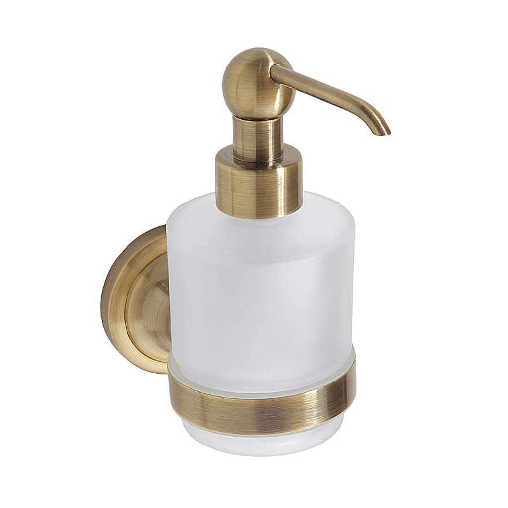 Brillantbad BETRO BRONZE Seifenspender Messing Glas Bronze 75x150x120 mm, 200 ml für Bad & Küche >> zum Bohren | 04250657520383