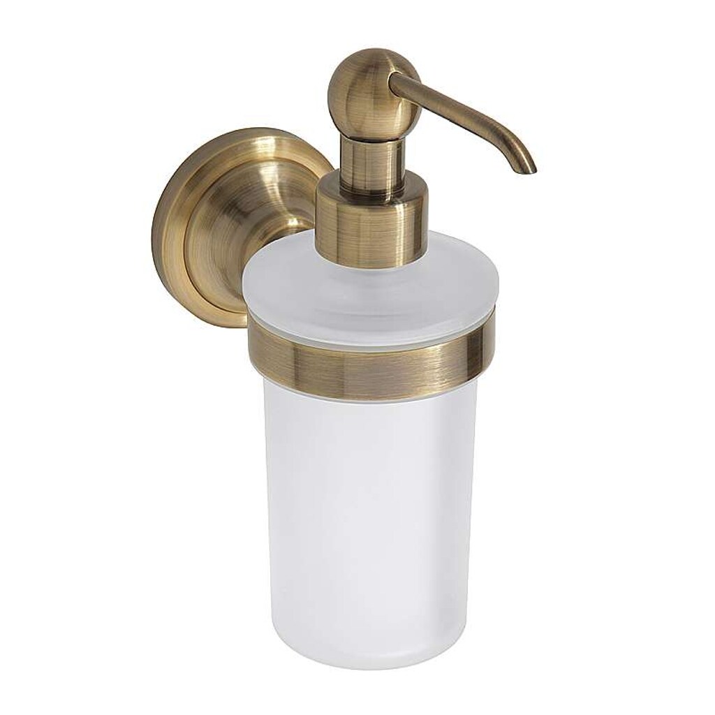 Brillantbad BETRO BRONZE Seifenspender Messing Glas Bronze 80x190x120 mm, 230 ml für Bad & Küche >> zum Bohren