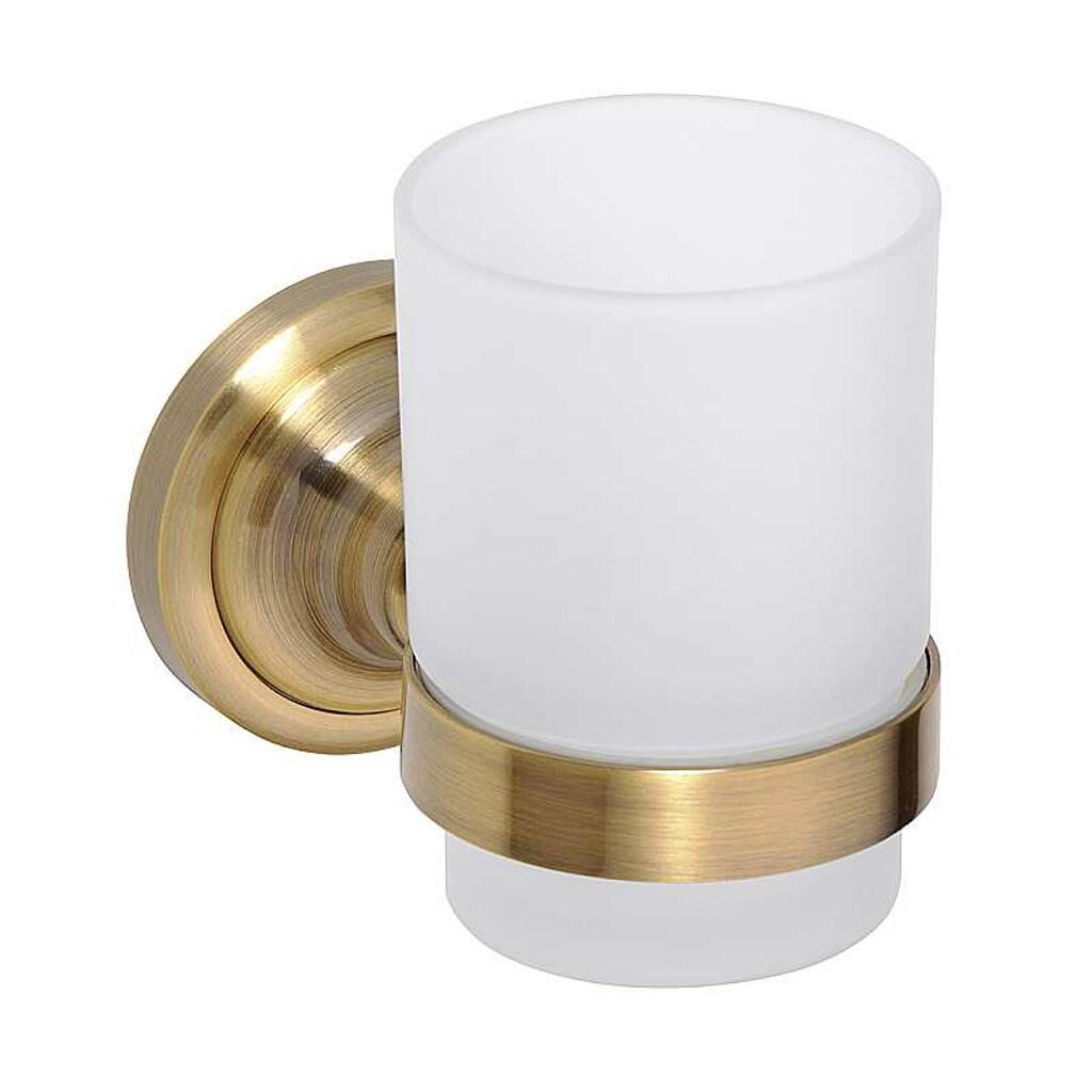 Brillantbad BETRO BRONZE Glashalter mit Glas Messing Glas Bronze 70x95x115 mm f&uuml;r Bad & WC >> zum Bohren - Bild 1