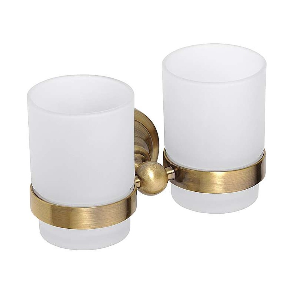 Brillantbad BETRO BRONZE Doppelglashalter Messing Glas Bronze 165x95x90 mm f&uuml;r Bad & WC >> zum Bohren - Bild 1