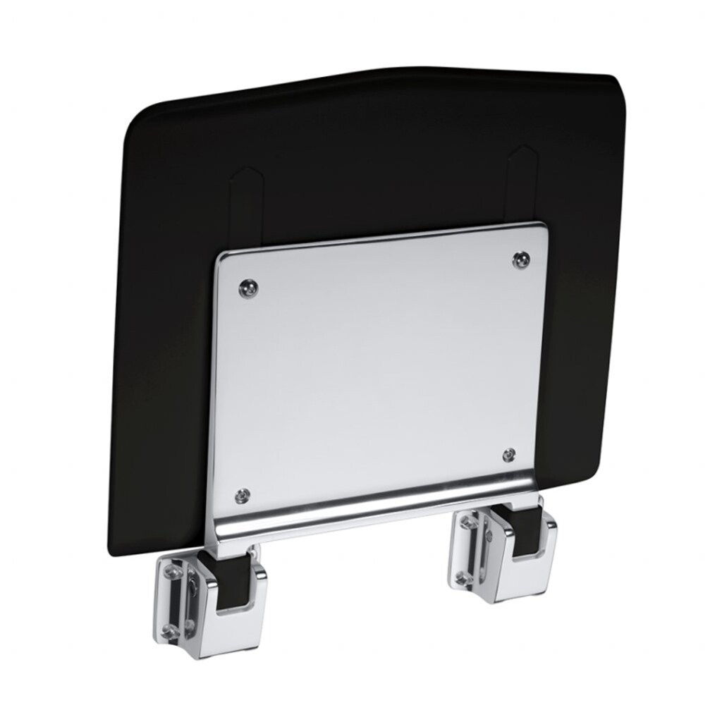 Brillantbad BELP Duschklappsitz Edelstahl poliert Kunststoff Schwarz 350x70x340 mm, 120 kg Traglast für Bad & WC >> zum Bohren