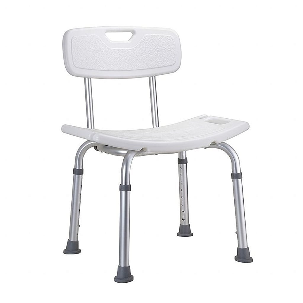 Brillantbad BELP Duschsitz mit R&uuml;ckenlehne Alumininum matt Kunststoff Wei&szlig; 510x670-840x480 mm, 150 kg Traglast f&uuml;r Bad & WC >> Freistehend anwendbar - Bild 1