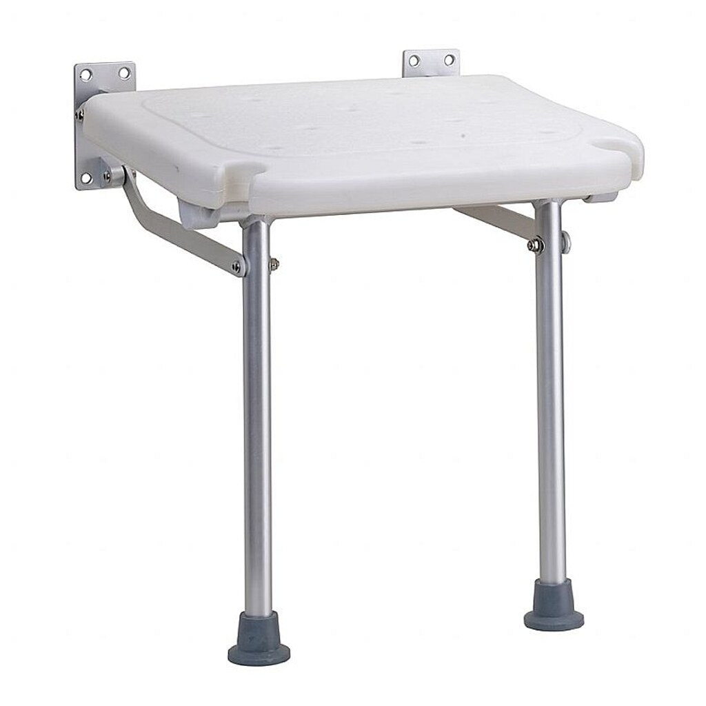 Brillantbad BELP Duschklappsitz Aluminium matt Kunststoff Weiß 400x430x410 mm, 150 kg Traglast für Bad & WC >> Freistehend anwendbar