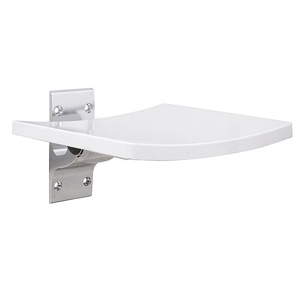 Brillantbad BELP Duschklappsitz Aluminium Chrom Kunststoff Weiß 380x450x390 mm, 150 kg Traglast für Bad & WC >> zum Bohren