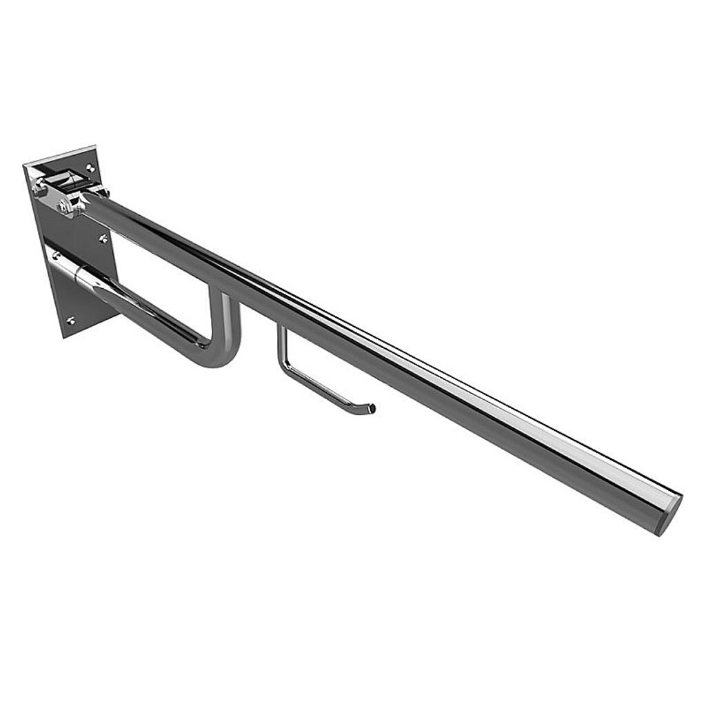 Brillantbad BELP Stützklappgriff mit Toilettenpapierhalter Edelstahl poliert 100x250x760 mm, 120 kg Traglast für Bad & WC >> zum Bohren