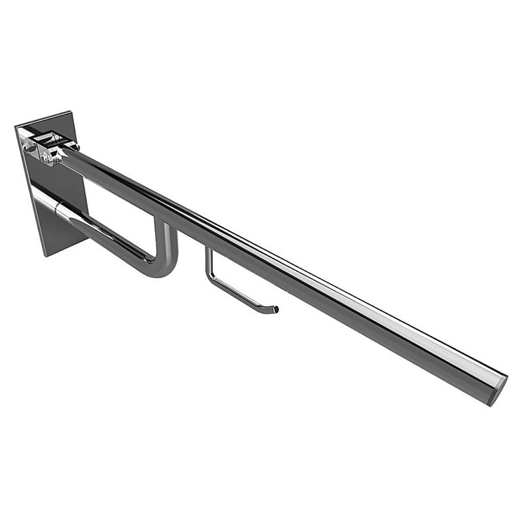 Brillantbad BELP St&uuml;tzklappgriff mit Toilettenpapierhalter Edelstahl poliert mit Abdeckung 100x250x760 mm, 120 kg Traglast f&uuml;r Bad & WC >> zum Bohren - Bild 1