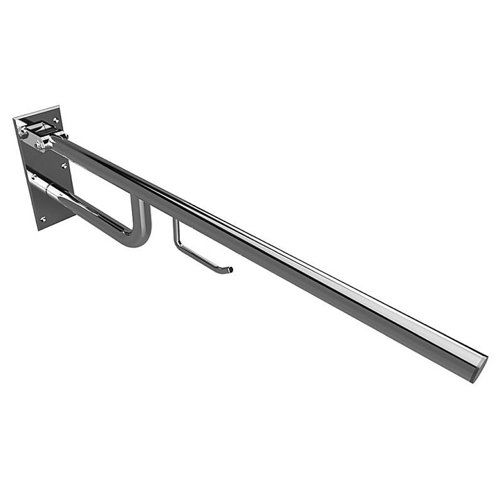 Brillantbad BELP Stützklappgriff mit Toilettenpapierhalter Edelstahl poliert 100x250x850 mm, 120 kg Traglast für Bad & WC >> zum Bohren