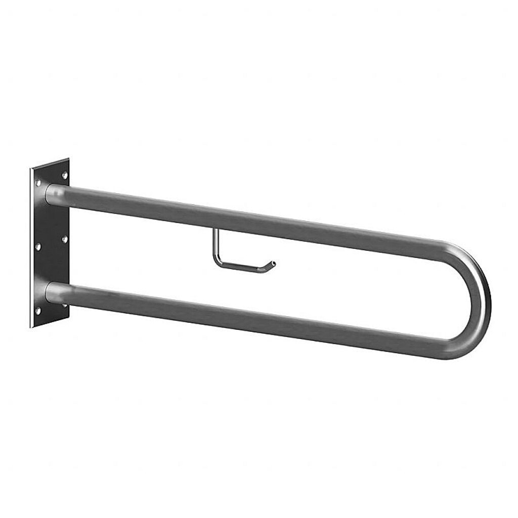 Brillantbad BELP St&uuml;tzgriff in U-Form mit Toilettenpapierhalter Edelstahl geb&uuml;rstet 100x250x616 mm, 120 kg Traglast f&uuml;r Bad & WC >> zum Bohren - Bild 1