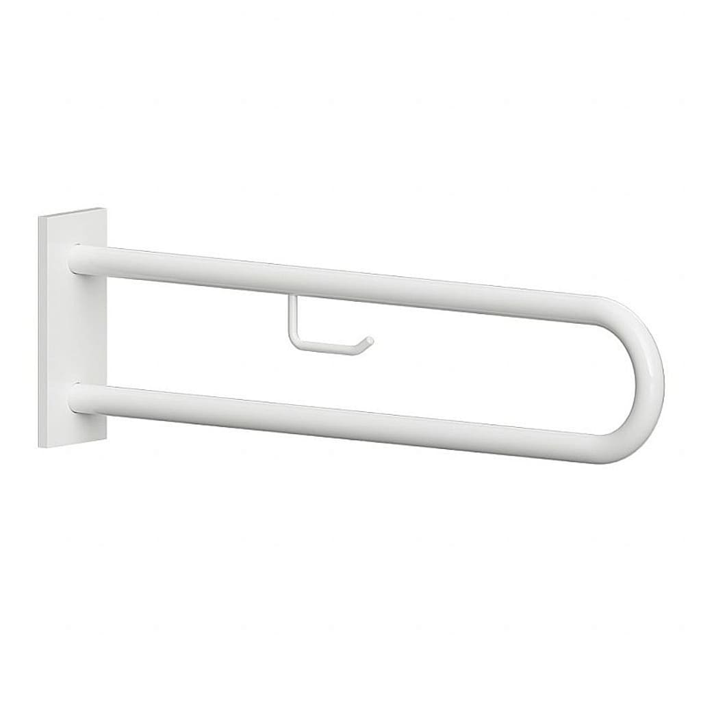 Brillantbad BELP St&uuml;tzgriff in U-Form mit Toilettenpapierhalter Eisen Wei&szlig; mit Abdeckung 100x250x829 mm, 120 kg Traglast f&uuml;r Bad & WC >> zum Bohren - Bild 1