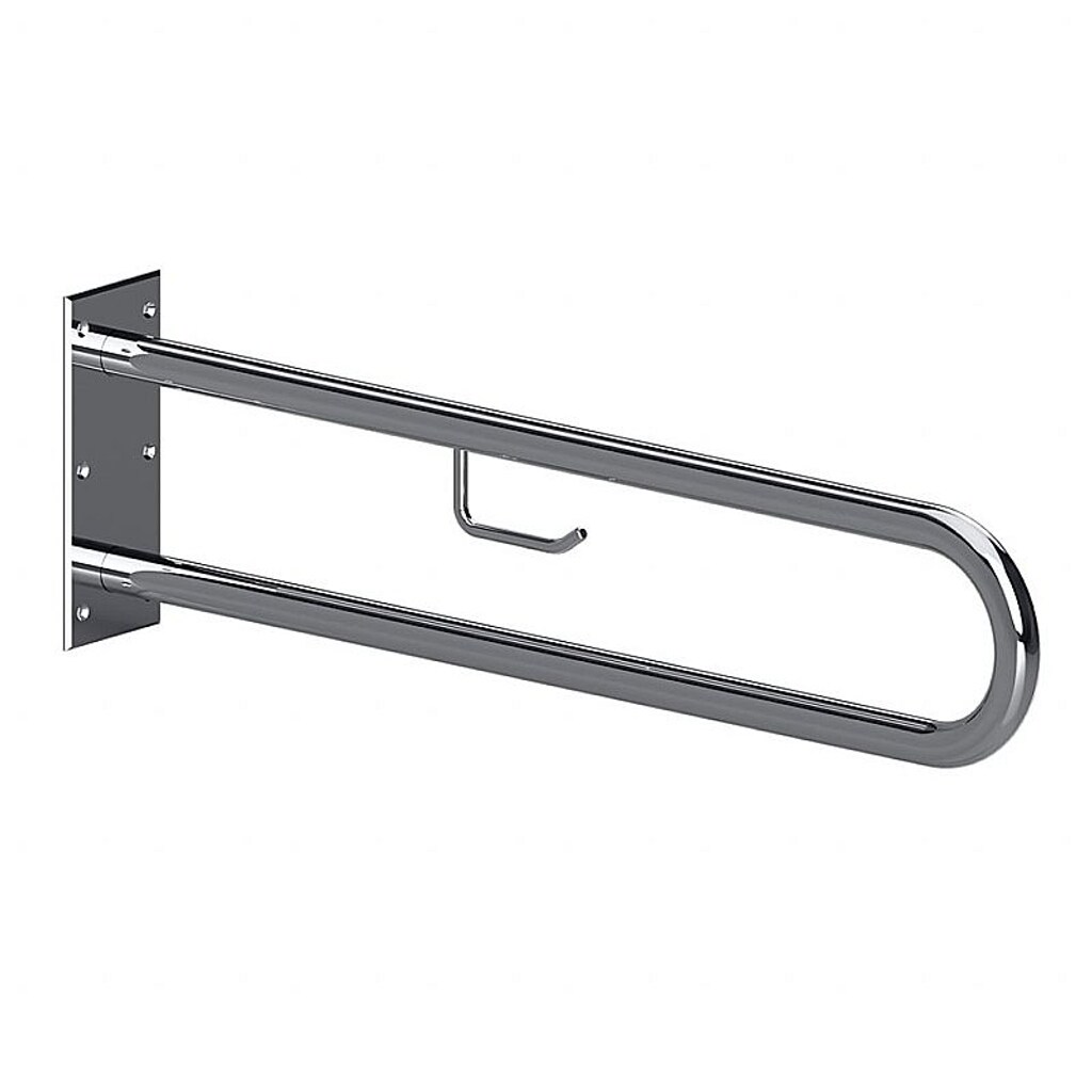Brillantbad BELP Stützgriff in U-Form mit Toilettenpapierhalter Edelstahl poliert 100x250x866 mm, 120 kg Traglast für Bad & WC >> zum Bohren