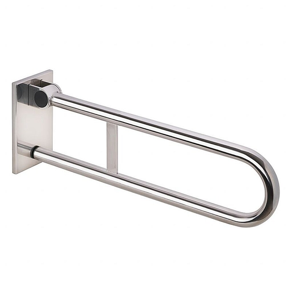 Brillantbad BELP Stützklappgriff in U-Form abnehmbar Edelstahl poliert mit Abdeckung 120x225x616 mm, 120 kg Traglast für Bad & WC >> zum Bohren
