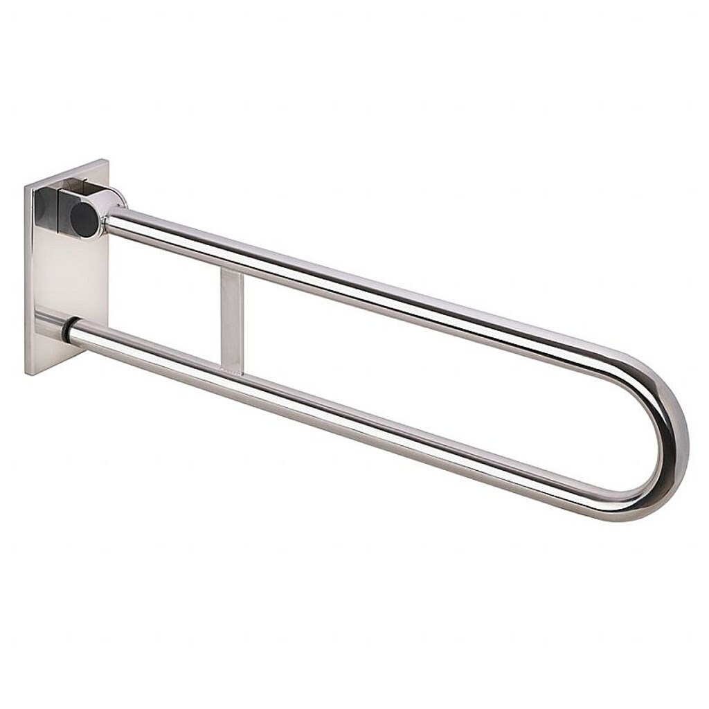 Brillantbad BELP St&uuml;tzklappgriff in U-Form abnehmbar Edelstahl poliert mit Abdeckung 120x225x829 mm, 120 kg Traglast f&uuml;r Bad & WC >> zum Bohren - Bild 1