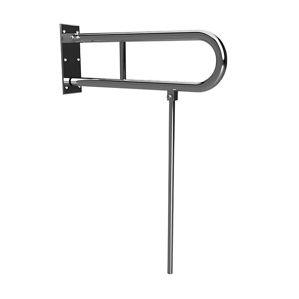 Brillantbad BELP St&uuml;tzklappgriff in U-Form mit Standfu&szlig; Edelstahl poliert 100x800x616 mm, 120 kg Traglast f&uuml;r Bad & WC >> zum Bohren - Bild 1