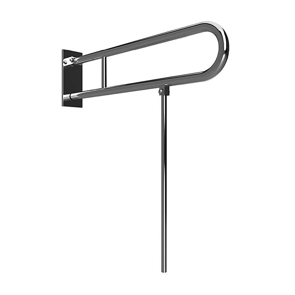 Brillantbad BELP Stützklappgriff in U-Form mit Standfuß Edelstahl poliert mit Abdeckung 100x800x616 mm, 120 kg Traglast für Bad & WC >> zum Bohren