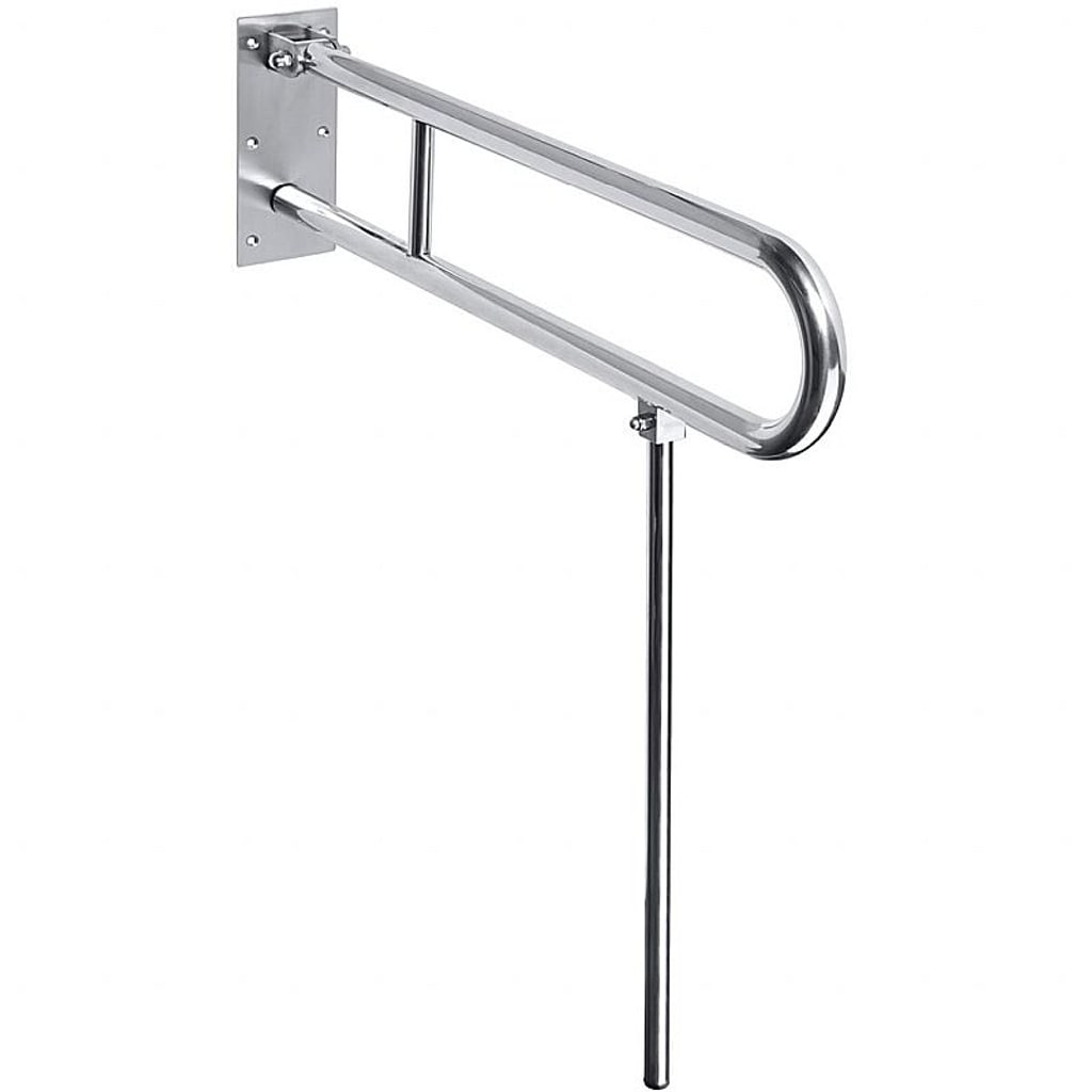 Brillantbad BELP St&uuml;tzklappgriff in U-Form mit Standfu&szlig; Edelstahl geb&uuml;rstet 100x800x616 mm, 120 kg Traglast f&uuml;r Bad & WC >> zum Bohren - Bild 1