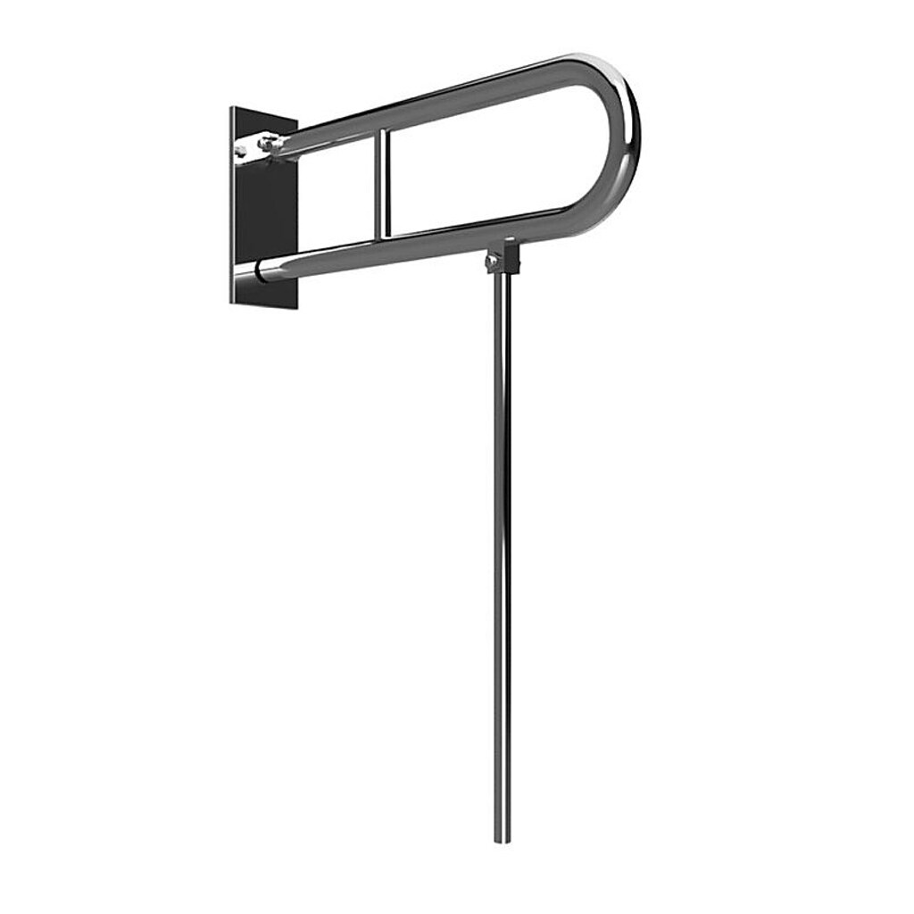 Brillantbad BELP Stützklappgriff in U-Form mit Standfuß Edelstahl gebürstet mit Abdeckung 100x800x616 mm, 120 kg Traglast für Bad & WC >> zum Bohren