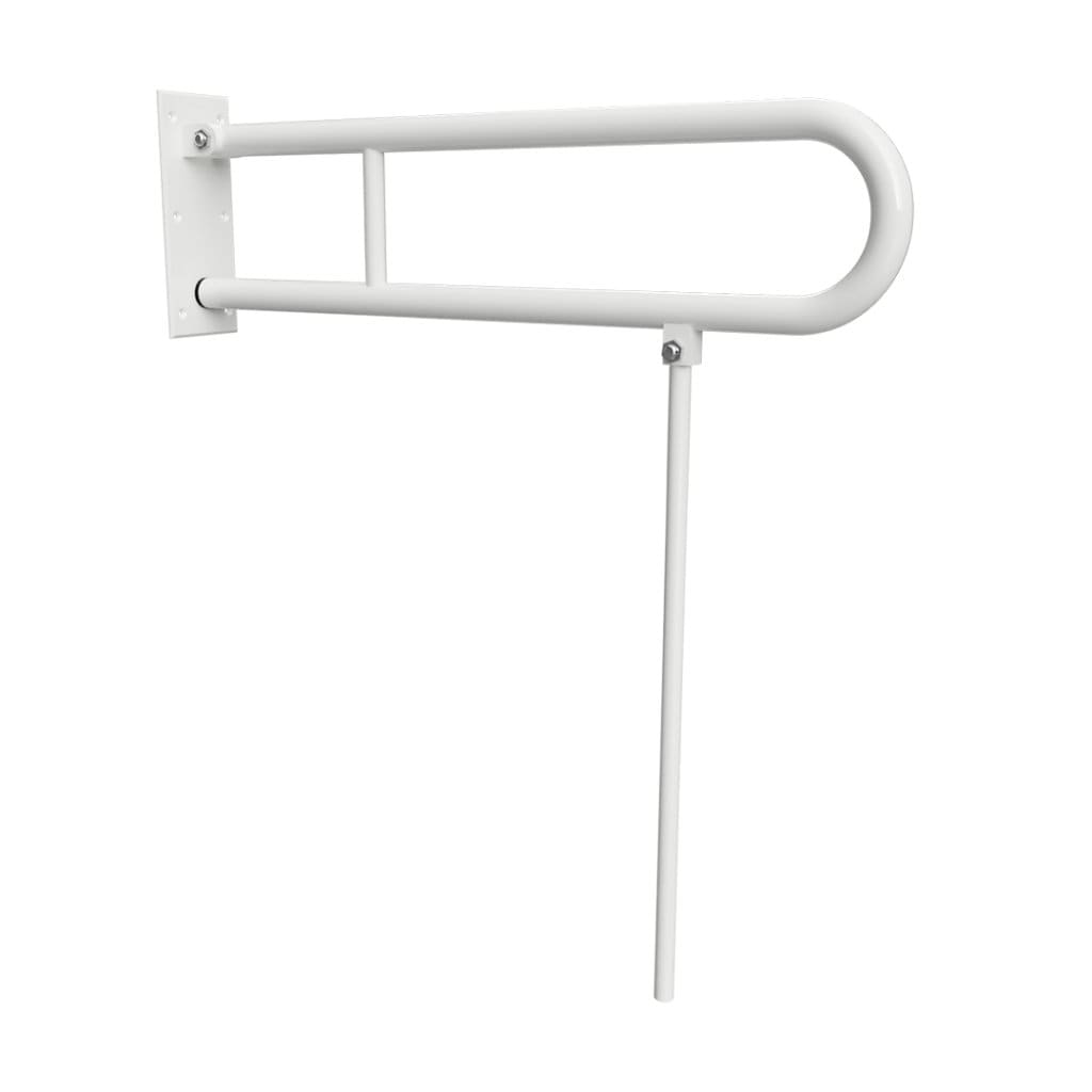 Brillantbad BELP St&uuml;tzklappgriff in U-Form mit Standfu&szlig; Eisen Wei&szlig; 100x800x616 mm, 120 kg Traglast f&uuml;r Bad & WC >> zum Bohren - Bild 1