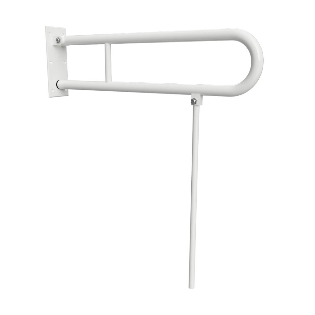 Brillantbad BELP Stützklappgriff in U-Form mit Standfuß Eisen Weiß 100x800x616 mm, 120 kg Traglast für Bad & WC >> zum Bohren
