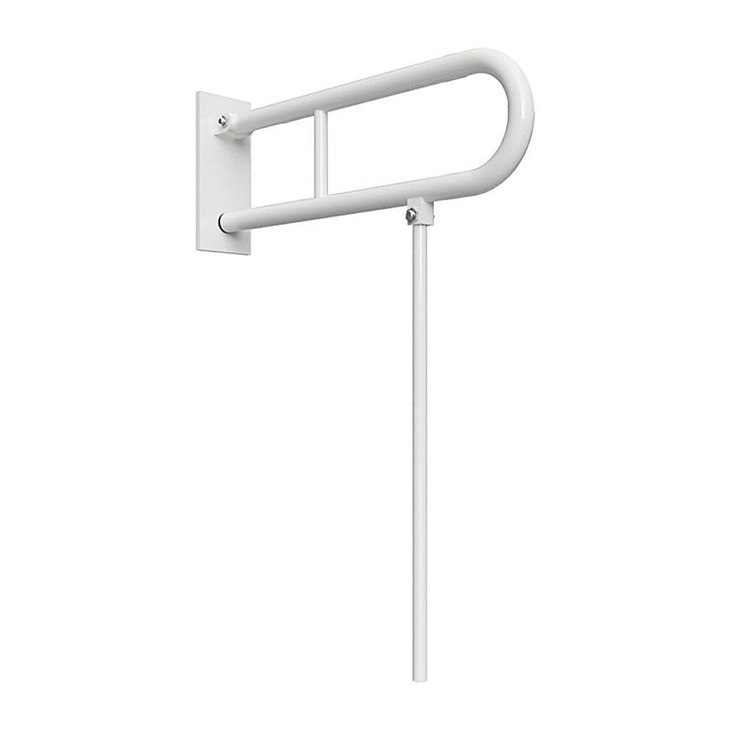Brillantbad BELP Stützklappgriff in U-Form mit Standfuß Eisen Weiß mit Abdeckung 100x800x616 mm, 120 kg Traglast für Bad & WC >> zum Bohren