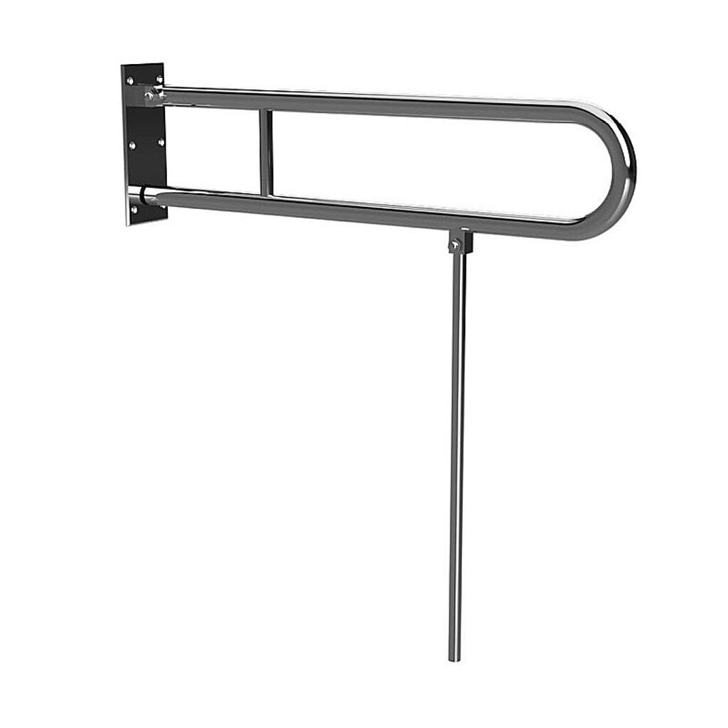Brillantbad BELP St&uuml;tzklappgriff in U-Form mit Standfu&szlig; Edelstahl poliert 100x800x829 mm, 120 kg Traglast f&uuml;r Bad & WC >> zum Bohren - Bild 1