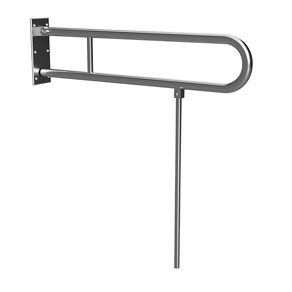Brillantbad BELP St&uuml;tzklappgriff in U-Form mit Standfu&szlig; Edelstahl geb&uuml;rstet 100x800x866 mm, 120 kg Traglast f&uuml;r Bad & WC >> zum Bohren - Bild 1