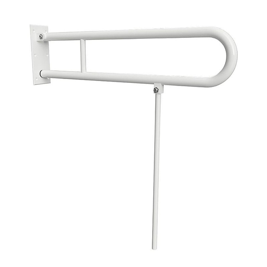 Brillantbad BELP Stützklappgriff in U-Form mit Standfuß Eisen Weiß 100x800x866 mm, 120 kg Traglast für Bad & WC >> zum Bohren