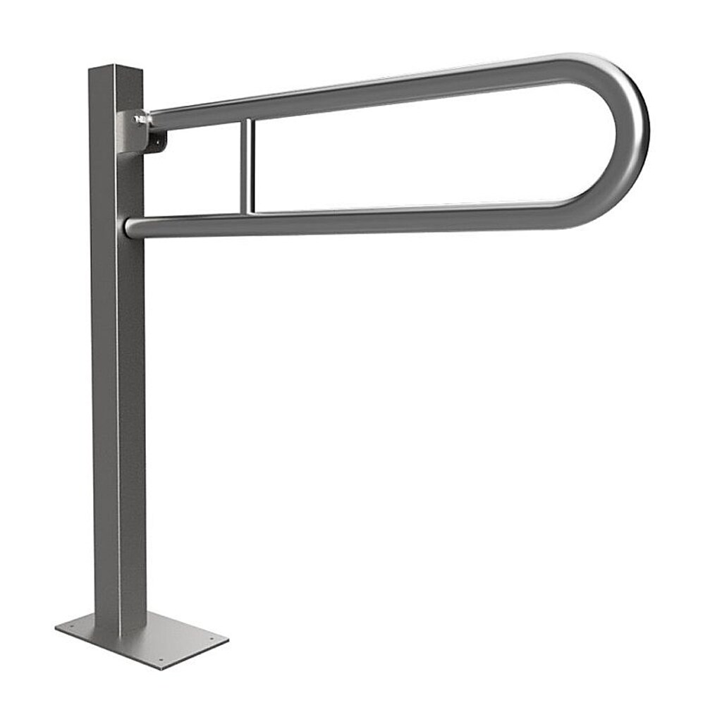 Brillantbad BELP St&uuml;tzklappgriff in U-Form Bodenmontage Edelstahl geb&uuml;rstet 150x870x872 mm, 120 kg Traglast f&uuml;r Bad & WC >> zum Bohren - Bild 1