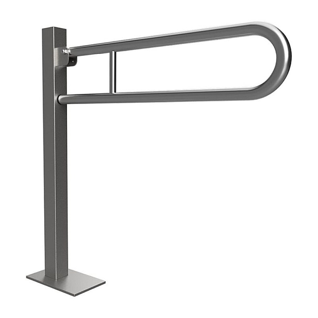 Brillantbad BELP Stützklappgriff in U-Form Bodenmontage Edelstahl gebürstet mit Abdeckung 153x870x875 mm, 120 kg Traglast für Bad & WC >> zum Bohren
