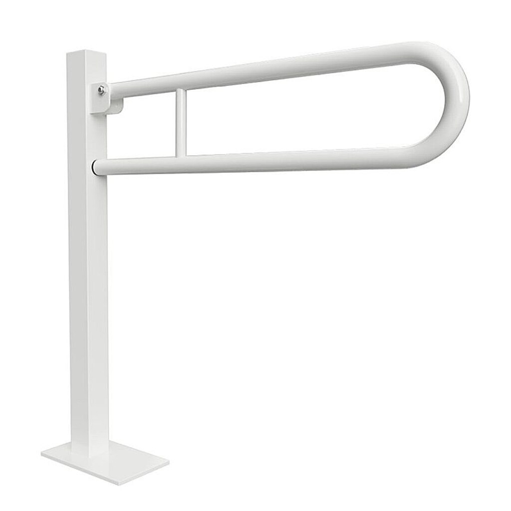 Brillantbad BELP Stützklappgriff in U-Form Bodenmontage Eisen Weiß mit Abdeckung 153x870x875 mm, 120 kg Traglast für Bad & WC >> zum Bohren