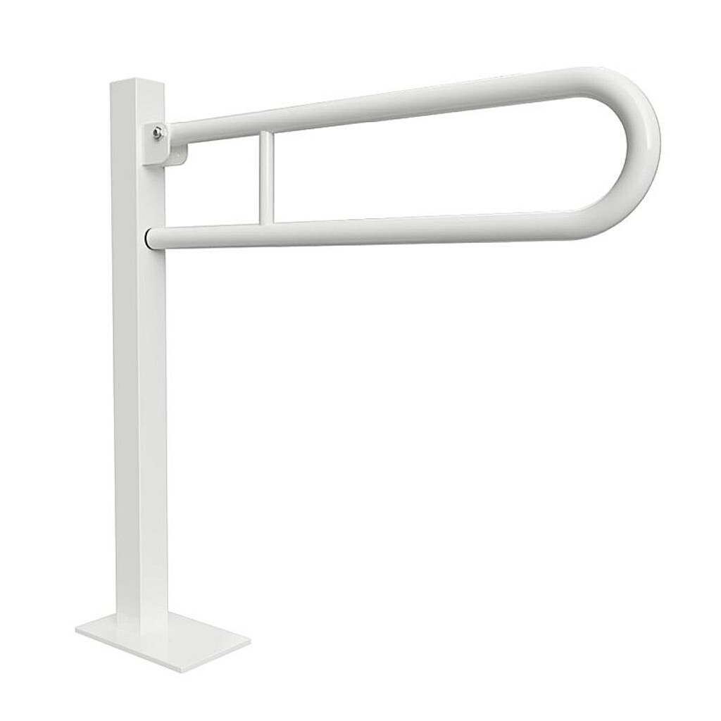 Brillantbad BELP Stützklappgriff in U-Form Bodenmontage Eisen Weiß mit Abdeckung 153x870x933 mm, 120 kg Traglast für Bad & WC >> zum Bohren