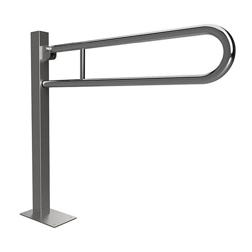 Brillantbad BELP St&uuml;tzklappgriff in U-Form Bodenmontage Edelstahl poliert 150x870x972 mm, 120 kg Traglast f&uuml;r Bad & WC >> zum Bohren - Bild 1