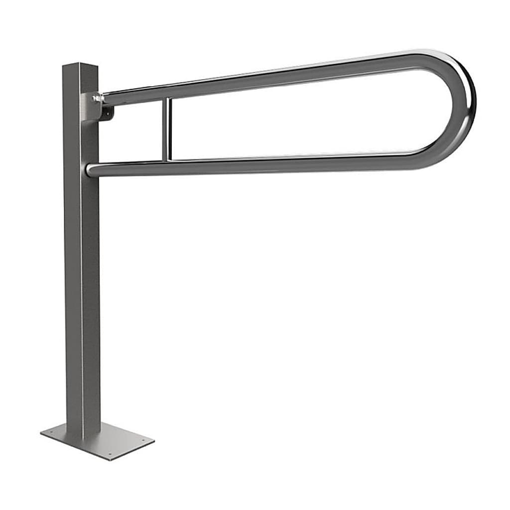 Brillantbad BELP Stützklappgriff in U-Form Bodenmontage Edelstahl gebürstet 150x870x972 mm, 120 kg Traglast für Bad & WC >> zum Bohren
