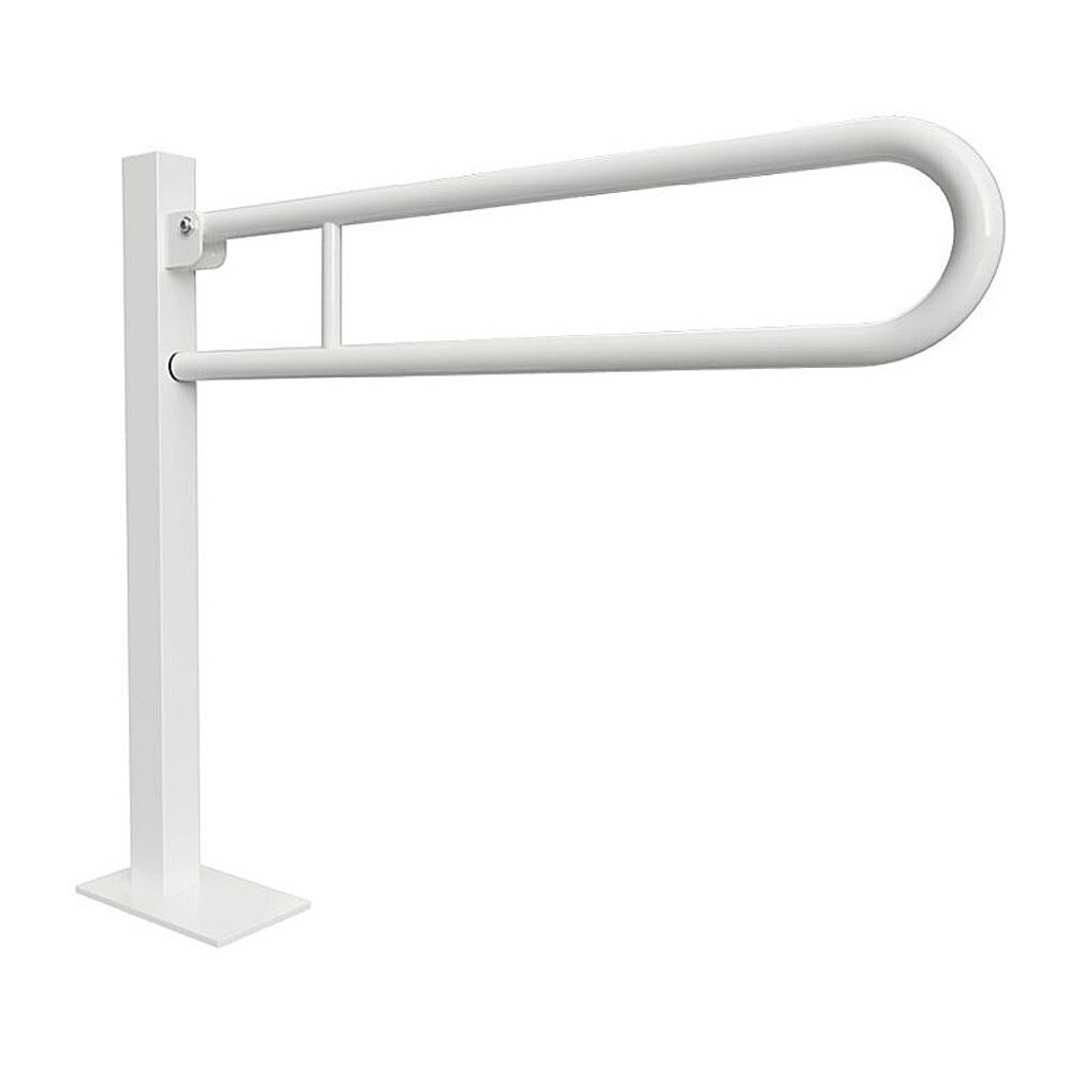 Brillantbad BELP St&uuml;tzklappgriff in U-Form Bodenmontage Eisen Wei&szlig; mit Abdeckung 153x870x975 mm, 120 kg Traglast f&uuml;r Bad & WC >> zum Bohren - Bild 1