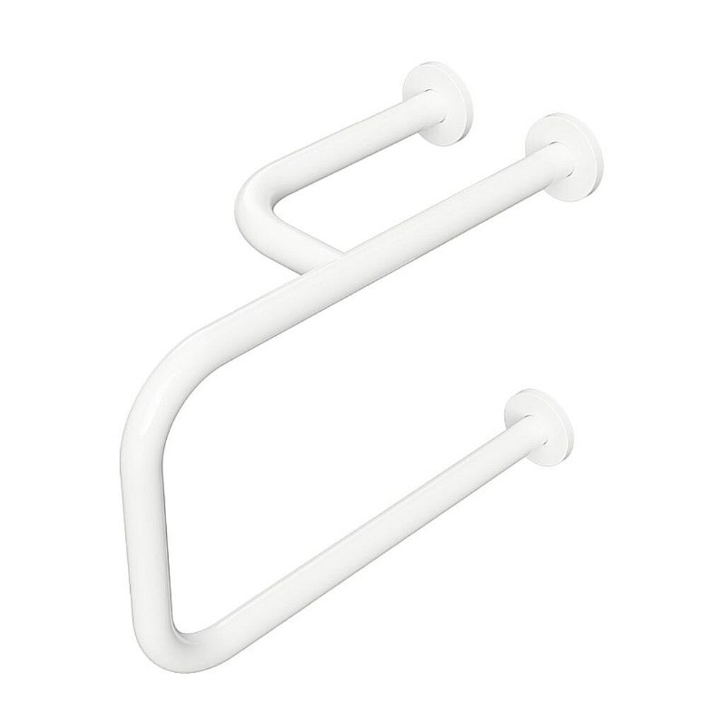 Brillantbad BELP Stützgriff Links Eisen Weiß mit Abdeckung 235x380x516 mm, 120 kg Traglast für Bad & WC >> zum Bohren
