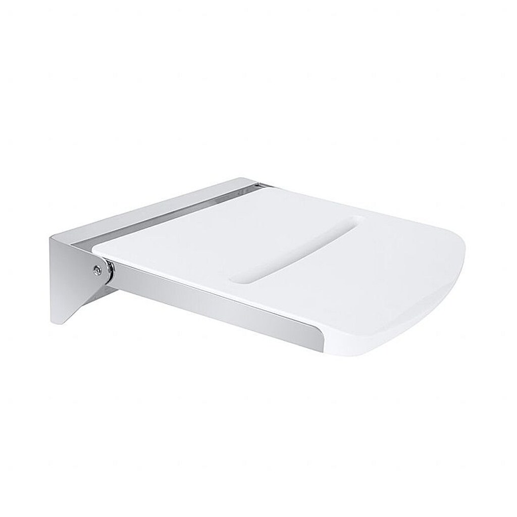 Brillantbad BELP Duschklappsitz Edelstahl Kunststoff poliert 462x120x450 mm, 180 kg Traglast für Bad & WC >> zum Bohren